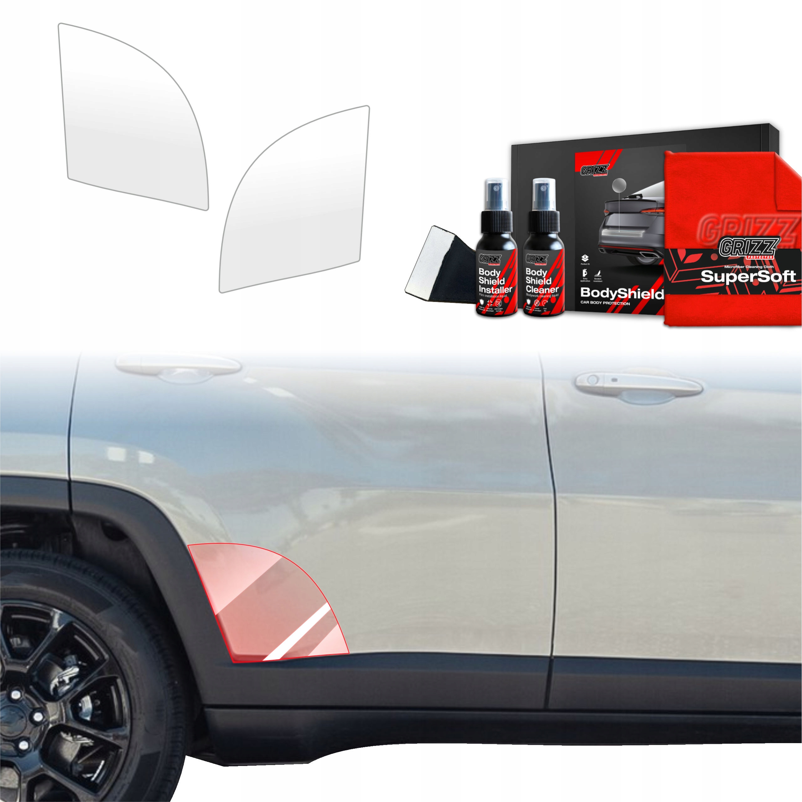 2v1 Fólie Ppf dýha na kola pro Jeep Compass (2020-2024) Grizz
