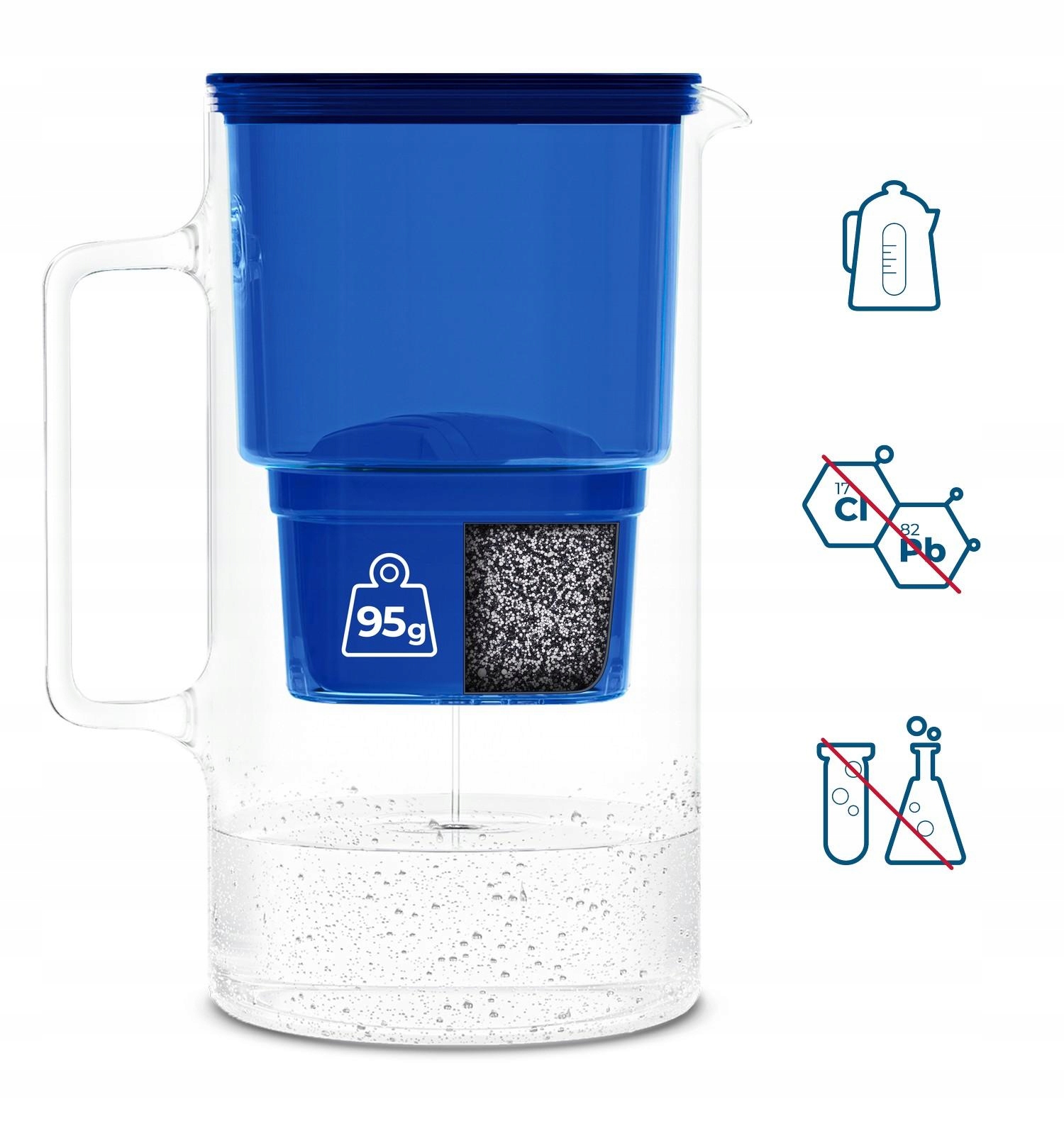 DZBANEK SZKLANY WESSPER D2 BOROSILICATE 3l + 10x FILTR WKŁAD WODY WESSPER Kod producenta WES201-NB_+_9X_FL01