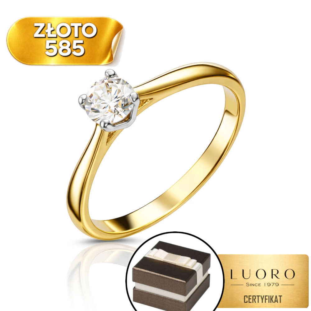 Prstýnek 585 14K S Centrálním Zirkonem, Cca 5 MM, Klasický, R11