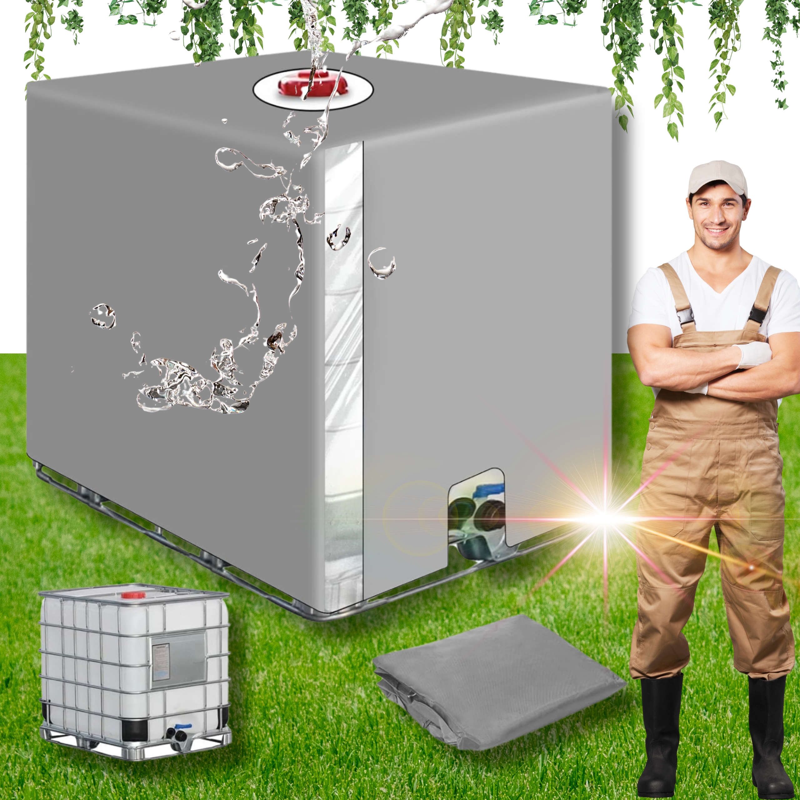 Kryt Plachty, Silný Kryt Na Nádrž Na Dešťovou Vodu Mauzer, Sud 1000 L!