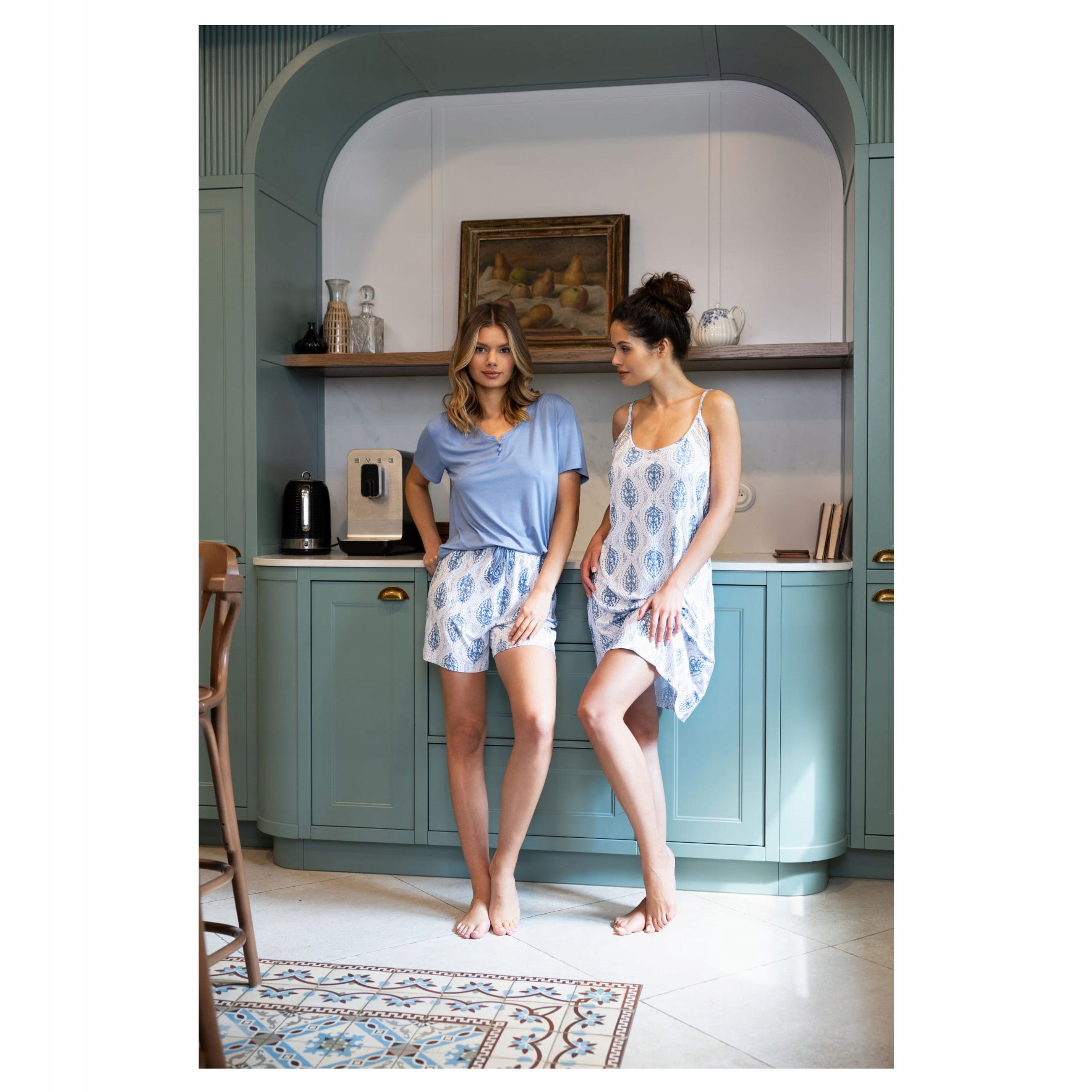 Dámské pyžamo M Denver s krátkým rukávem, krátké kalhoty, modré Sensis