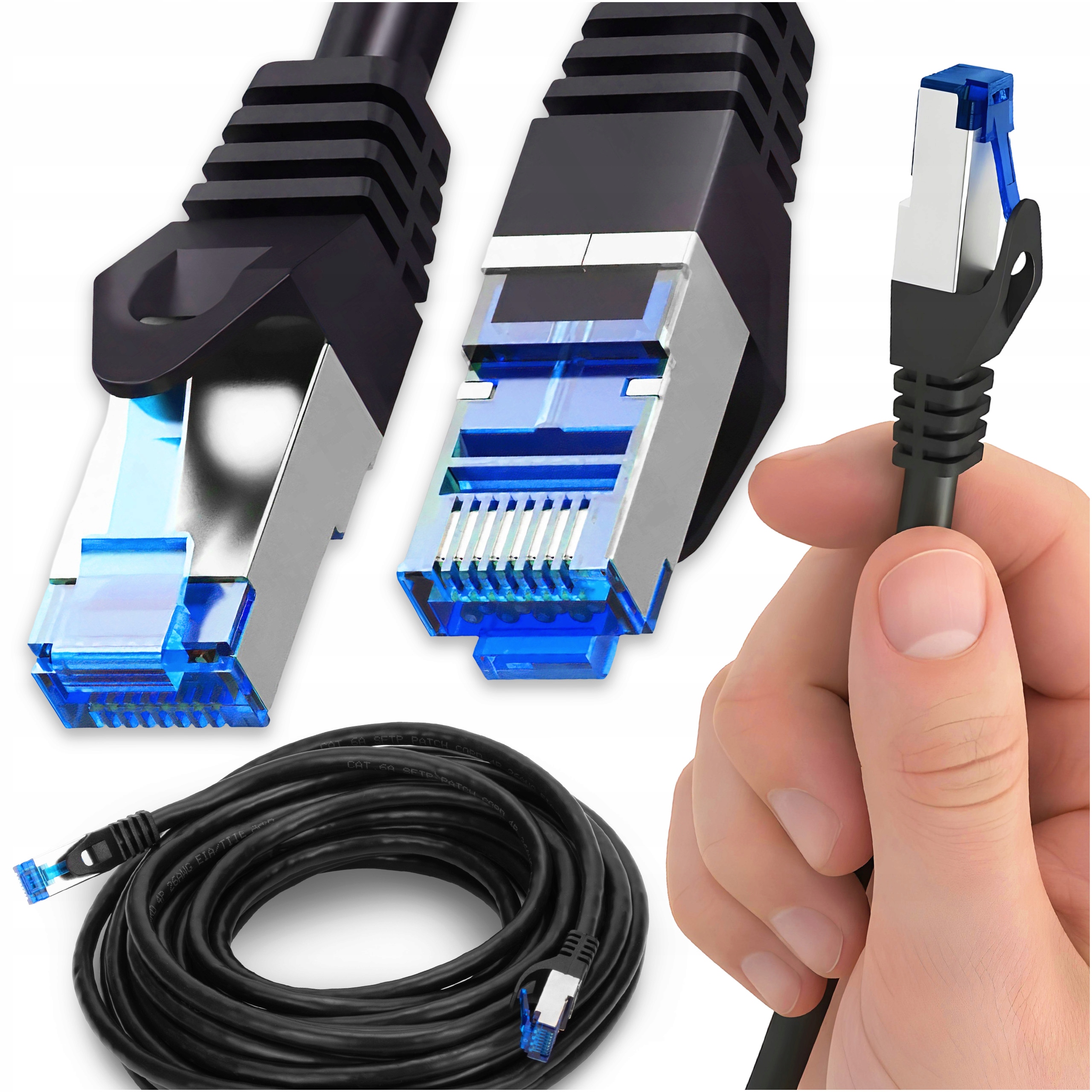 Patchcord Montis S/FTP 6a RJ45 / RJ45 25 m czarny
