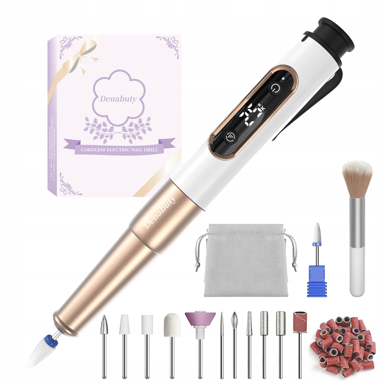 Denabuty Elektrická Bruska na nehty Bezdrátová 12v1 25000 Rpm Usb