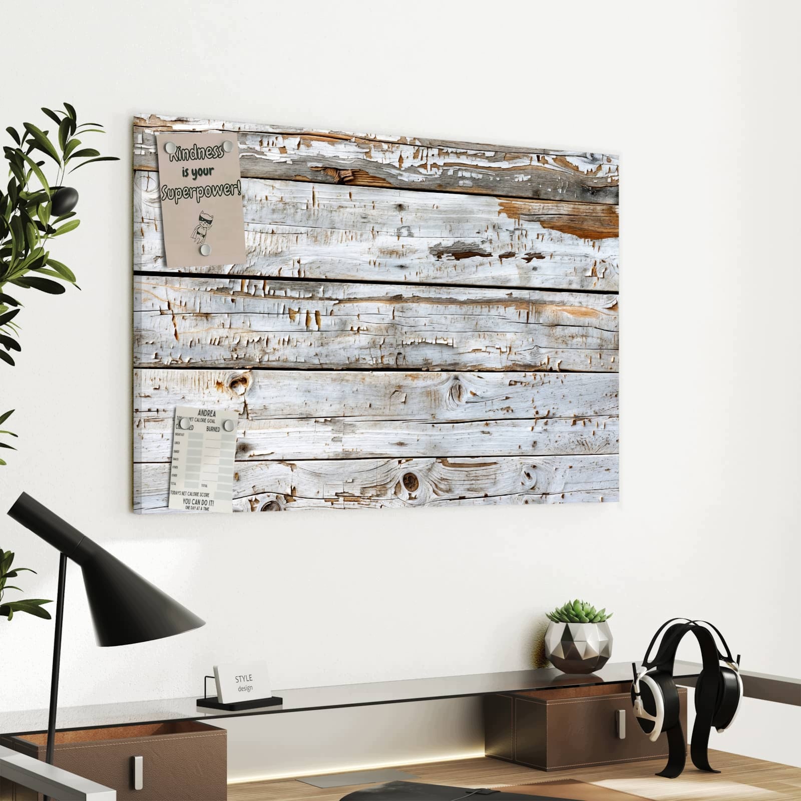Magnetická tabule Biale Patyna dřeva 60 × 40 cm