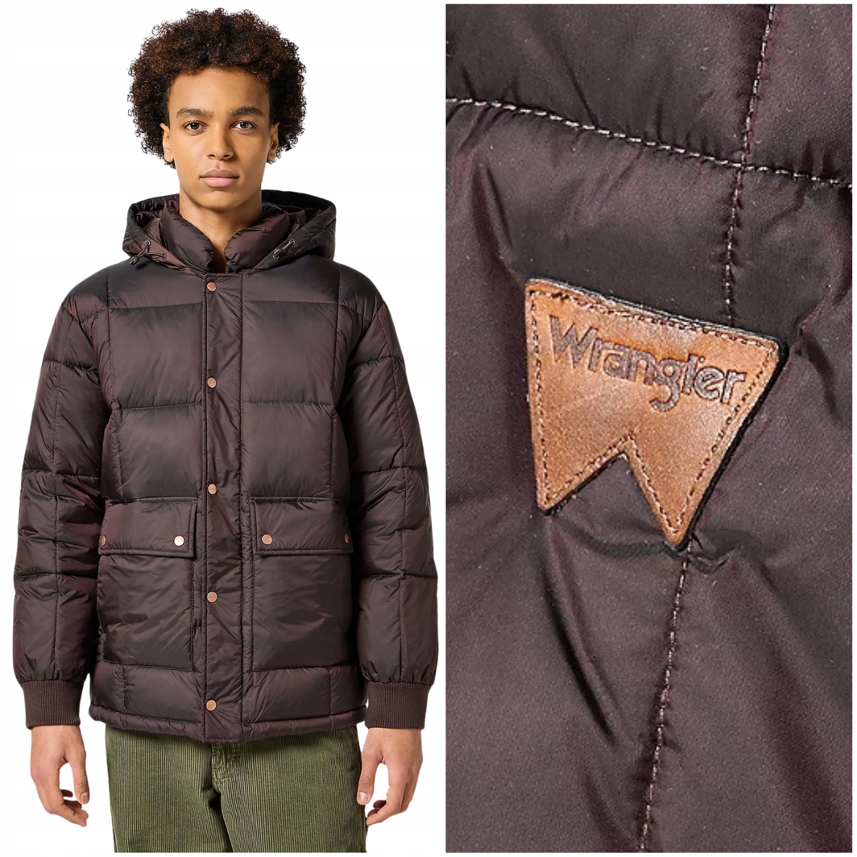 Wrangler Parka Jacket hnědá teplá silná péřová bunda s kapucí XL