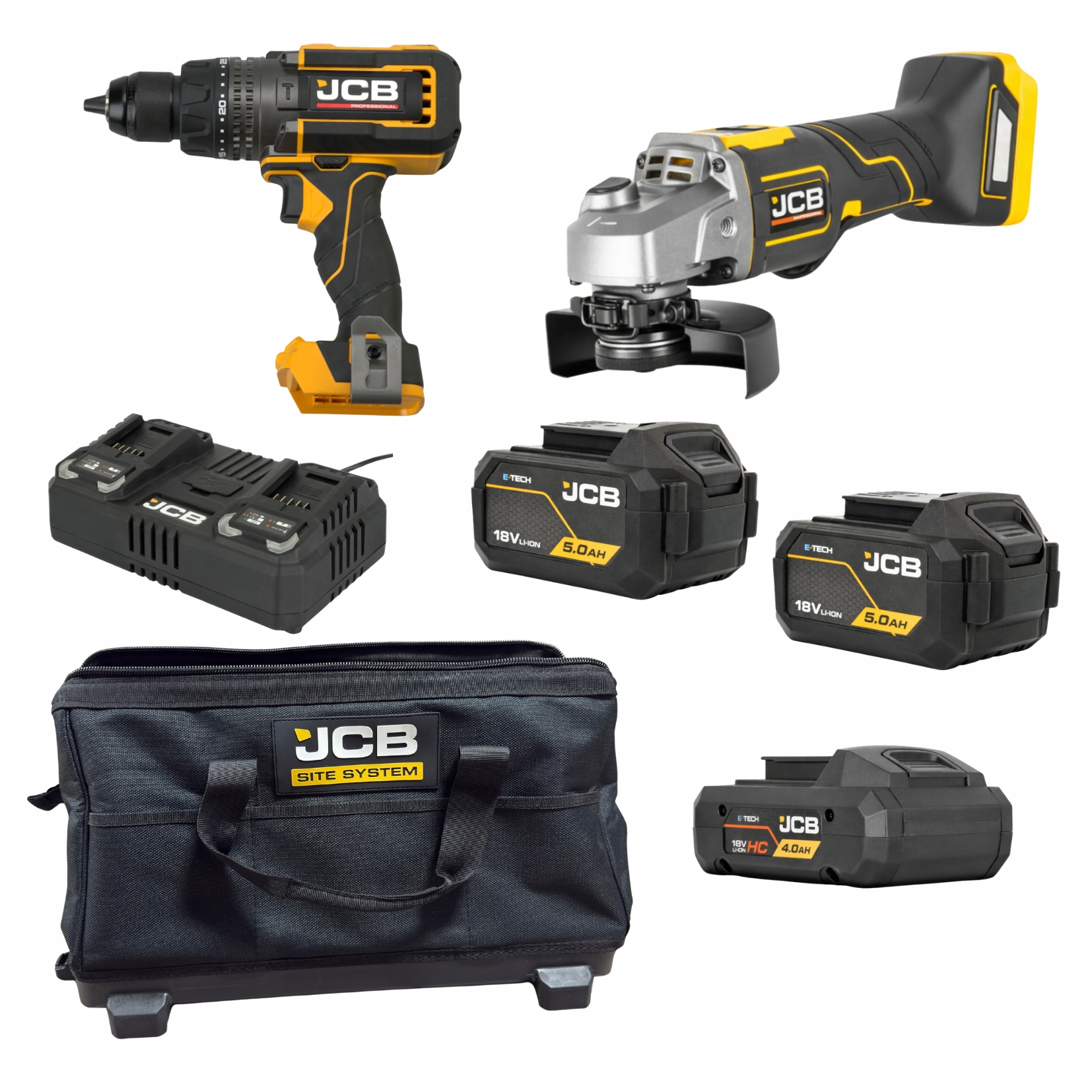 Velká sada elektrických brousek Jcb Bruska 125 mm Aku Vrtačka 160 Nm