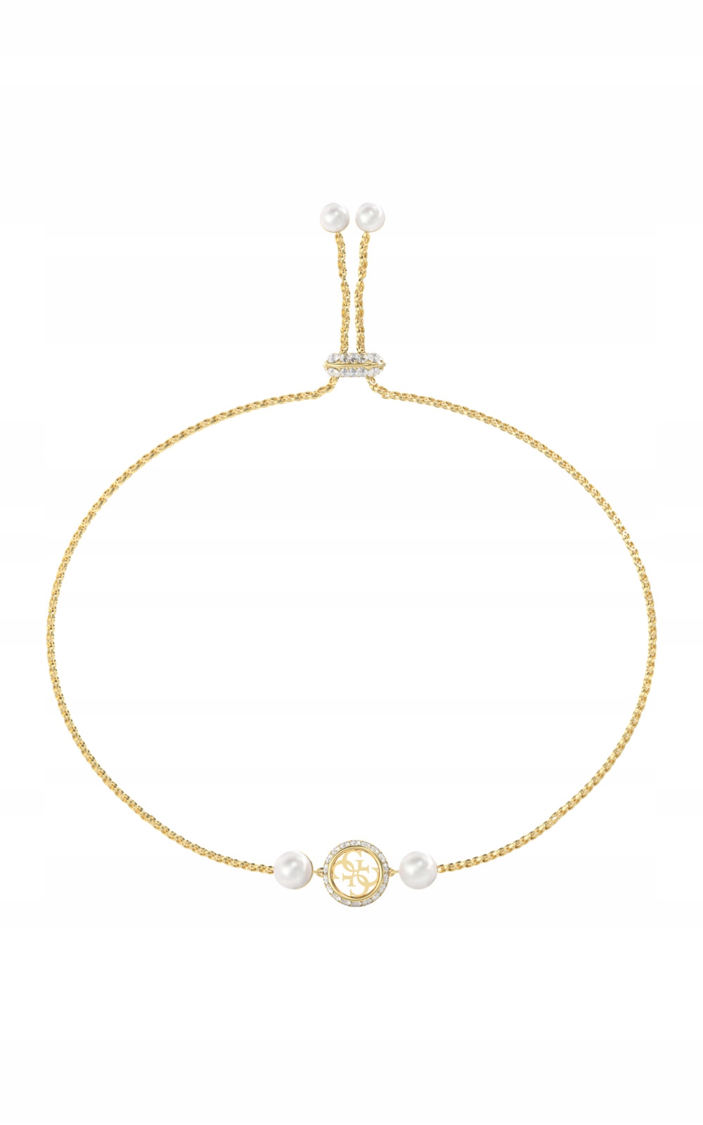 Náramek Guess Tiny Pearly 4G Ocel pozlacený Zirkon Perla S