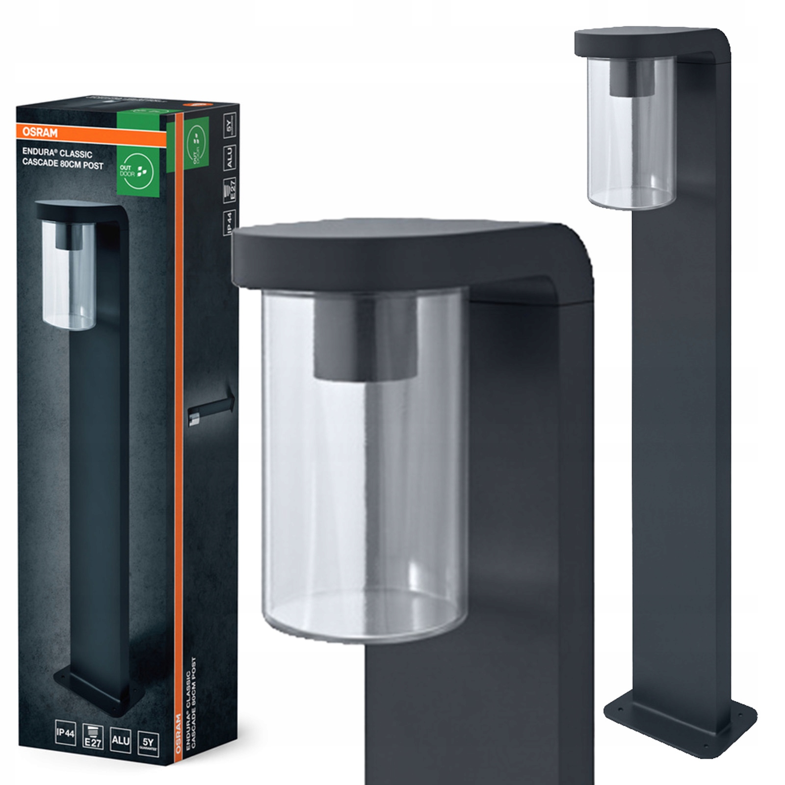 Záhradná lampa Vonkajší stojací stĺpik E27 Šedá IP44 Endura Osram