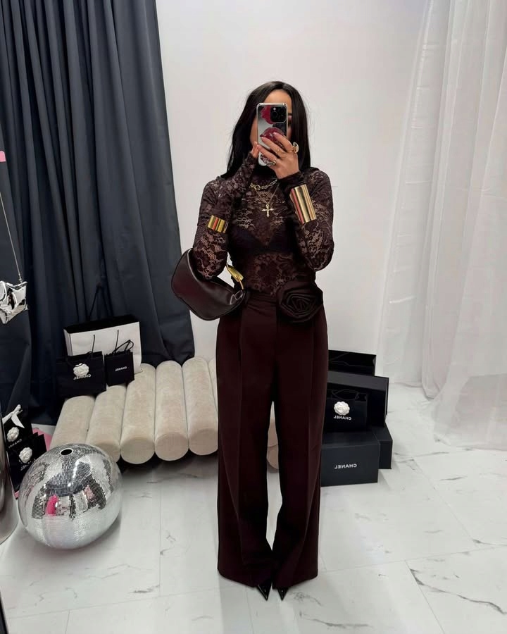 Elegantní Látkové Kalhoty S Růží La Milla Hnědé S/36