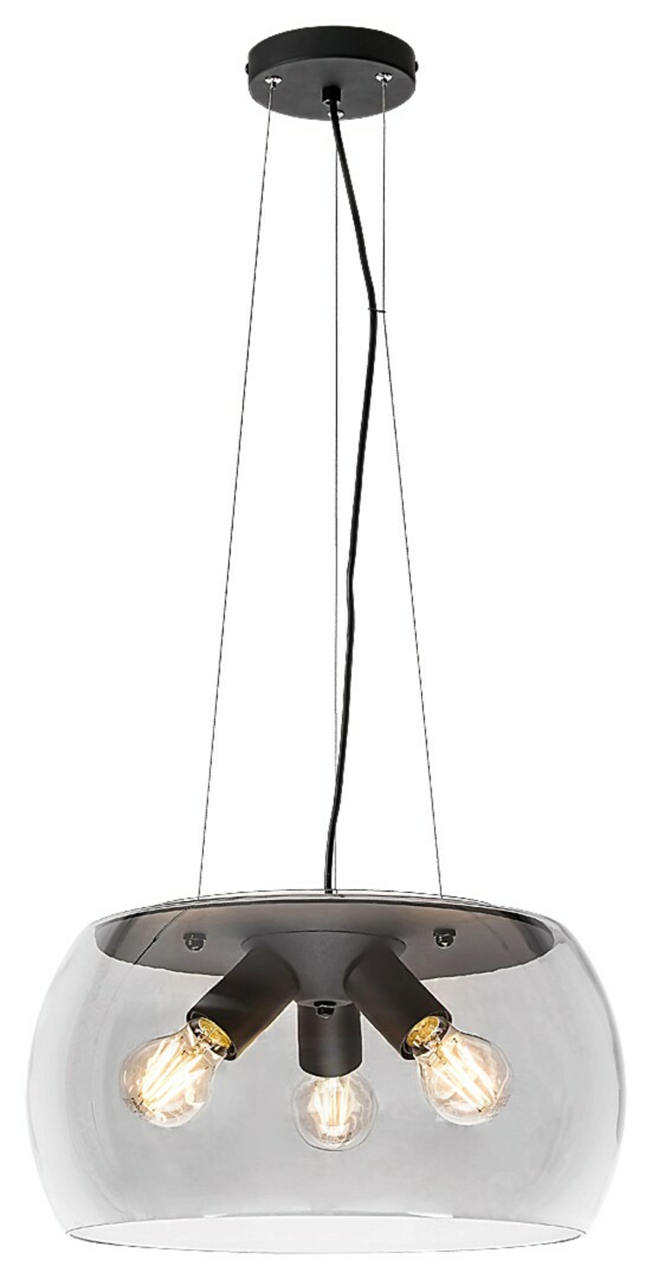 Závesné svietidlo Rabalux Ursula E27, 3x40W, dymové sklo, čierna