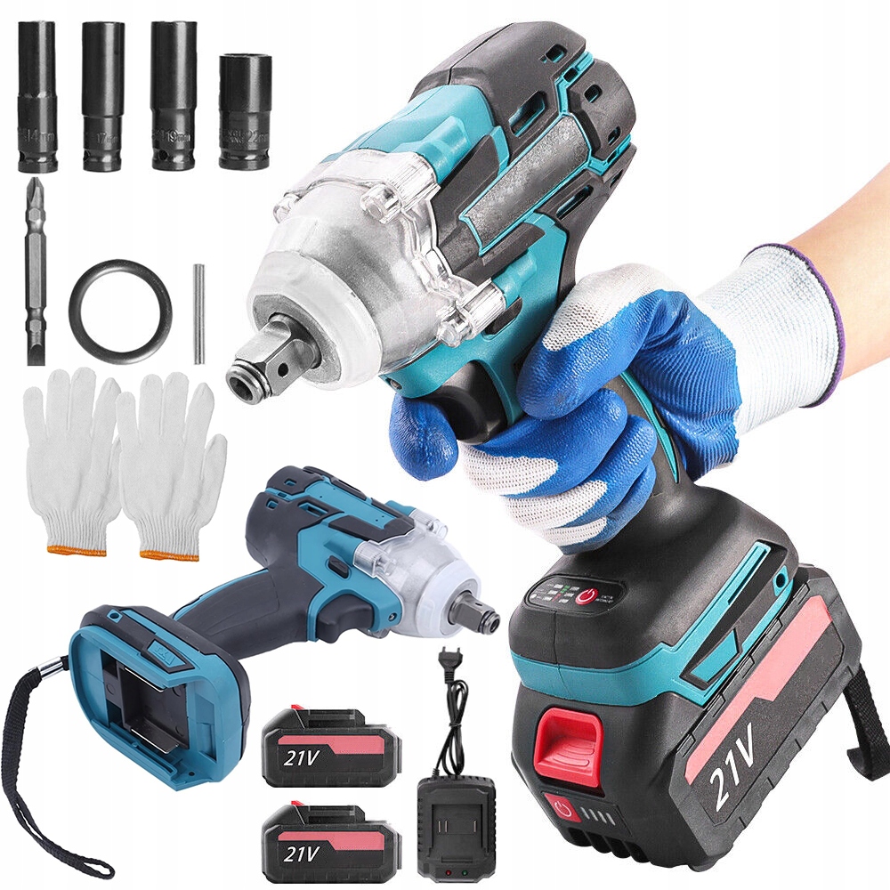 Bezsáčkový úderový klíč 21V 520 Nm 1/2" pro kola motocyklů s akumulátorem