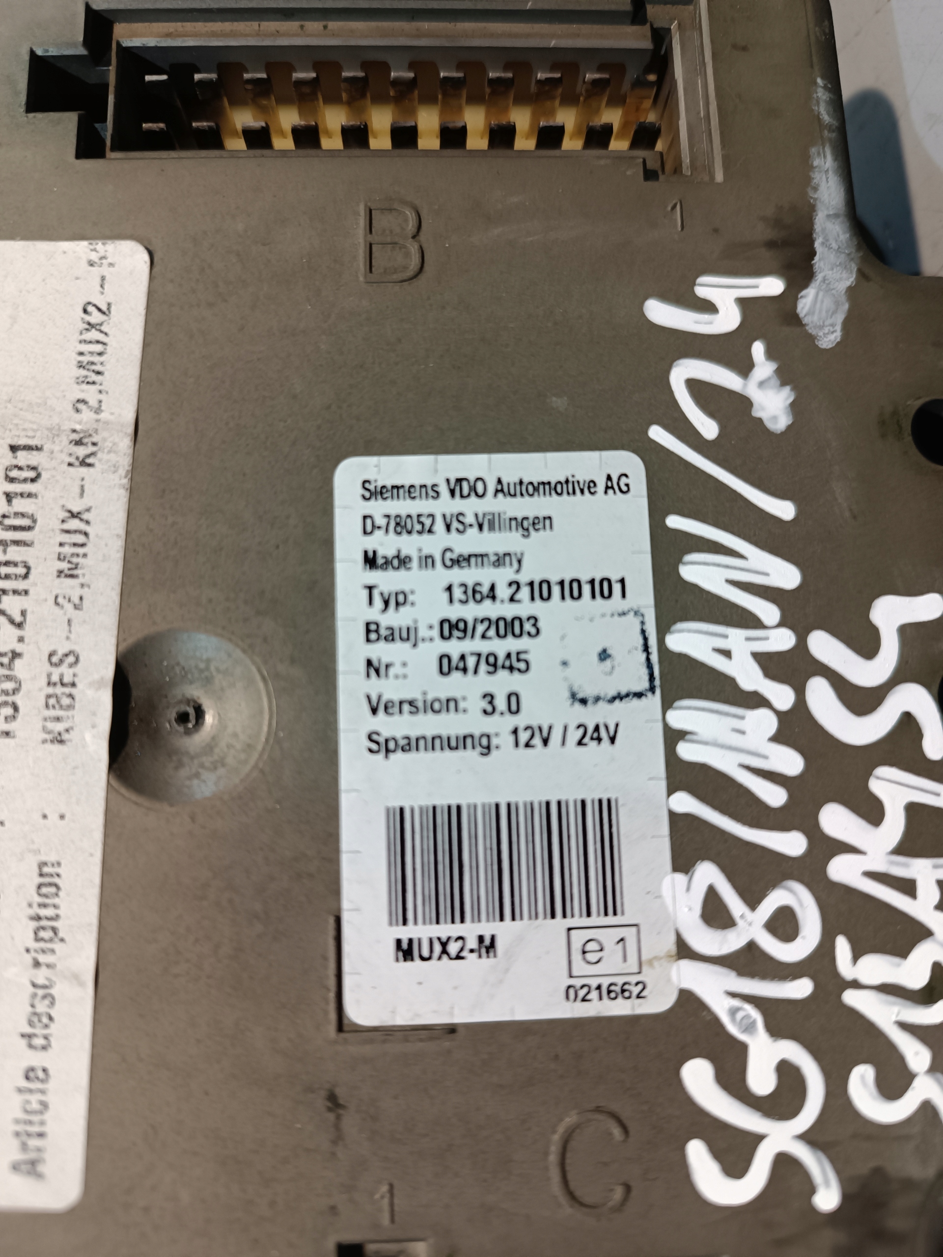 MAN AUTOBUS control unit MUX2-M 1364.21010101 047945 VERSION 3.0