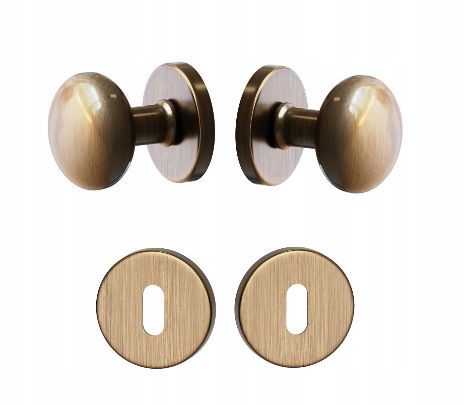 gombíky na dvere komplet rozety štítok kľúč Lux okrúhla patina staré zlato