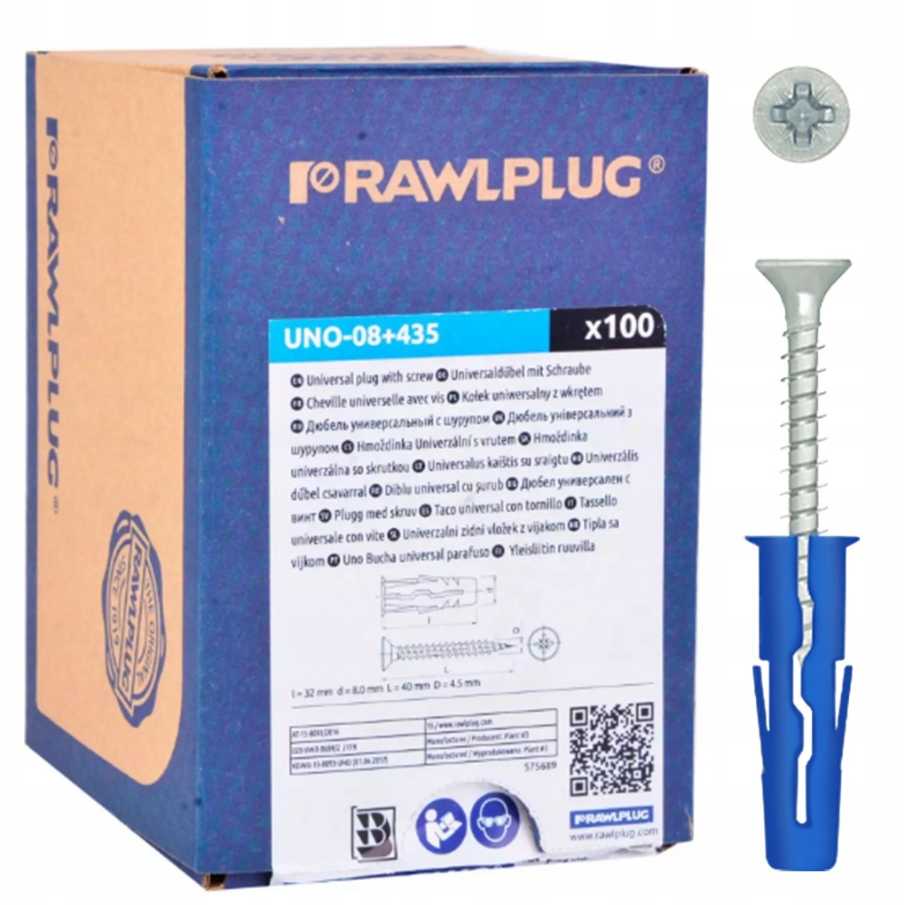 

Rawlplug Kołek Uno 8x32mm z wkrętem 4,5x35 100szt