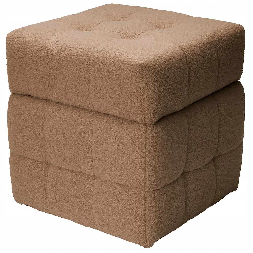 Pufa S Úložným Priestorom Kocka Plyšová Hnedá 38 X 38 X 37 CM