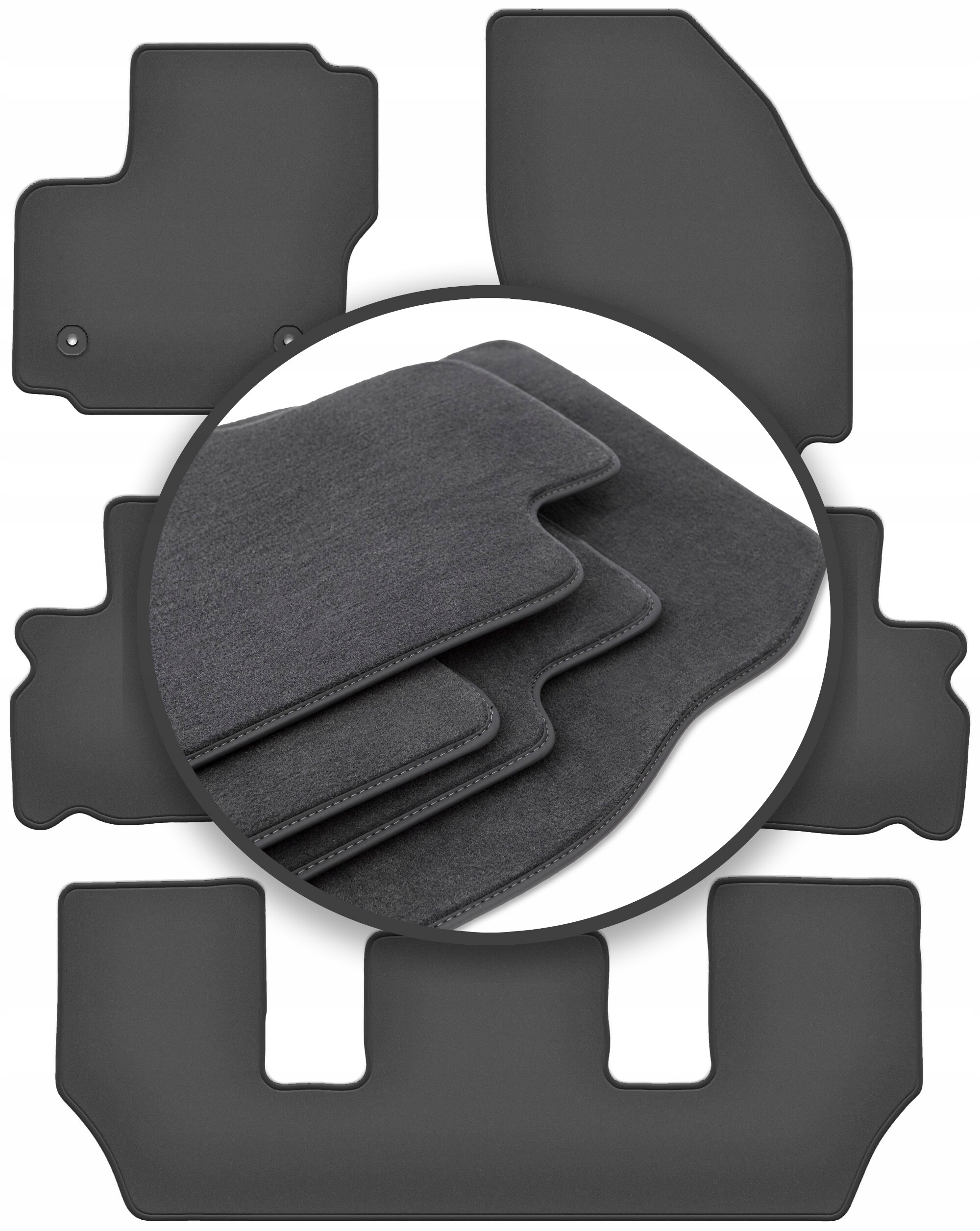 Prémiové koberčeky do auta pre: Ford Galaxy MK2 Fl 7 osôb (2012-2015)
