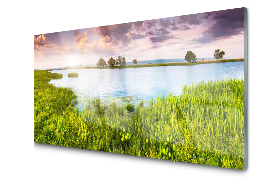 

Panel szklany Płytka Trawa Jezioro 140x70 + Klej