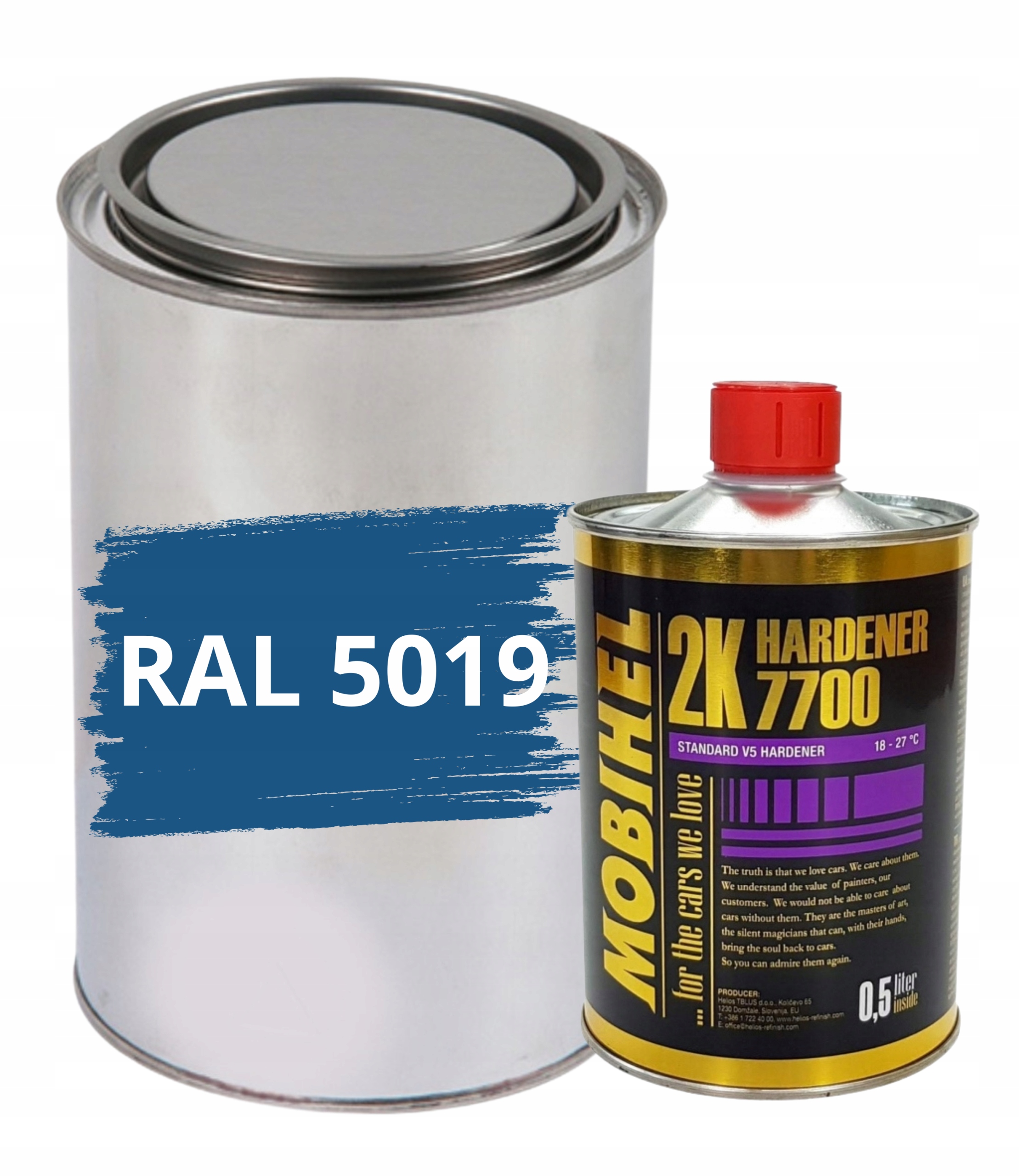 Ral 5019 Połysk Poliuretan Akryl 2:1 Farba 1L +utwardzacz 0,5L Mobihel 7700