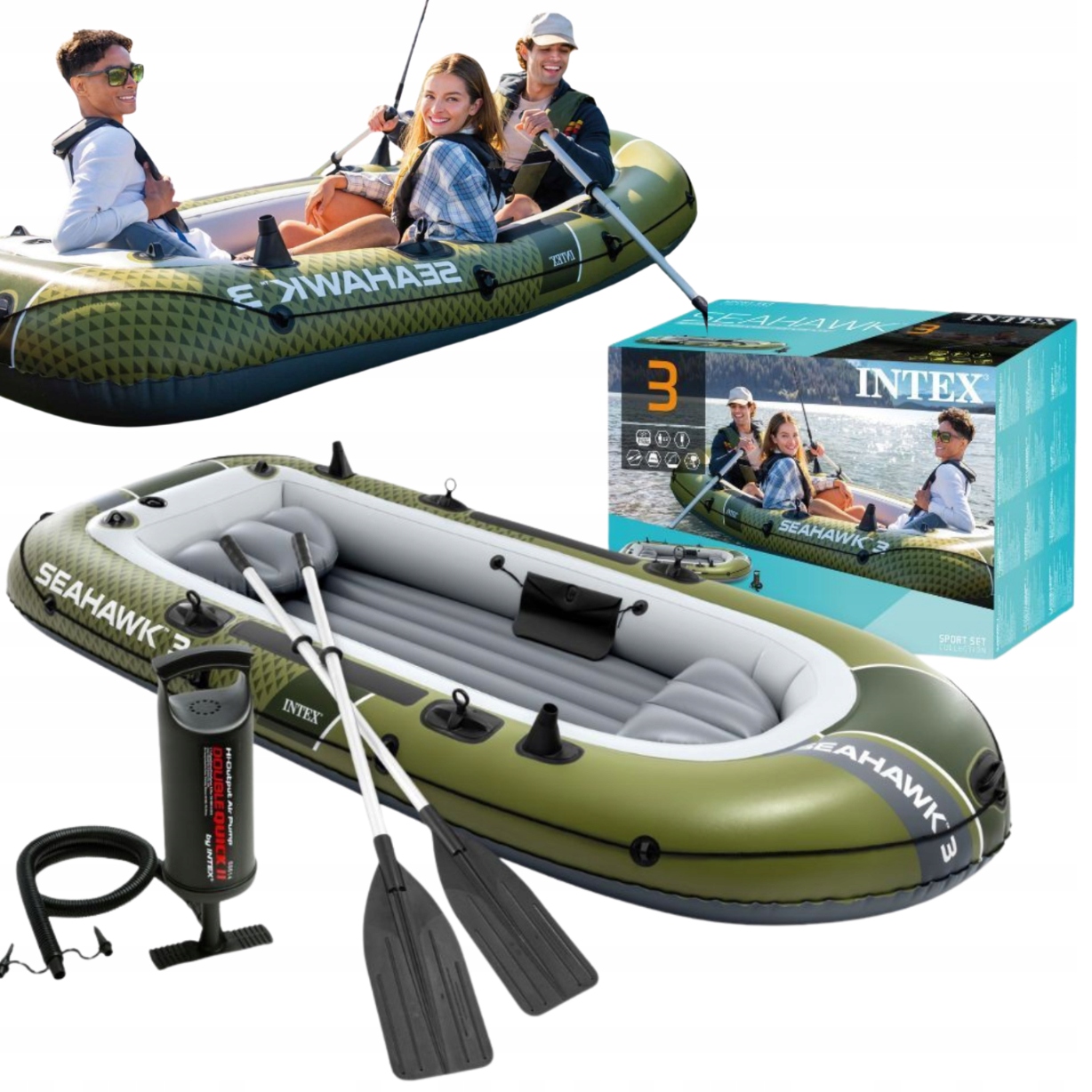 Ponton Dmuchany 3 Osobowy Pompka 2 Wiosła W Zestawie Model 2026