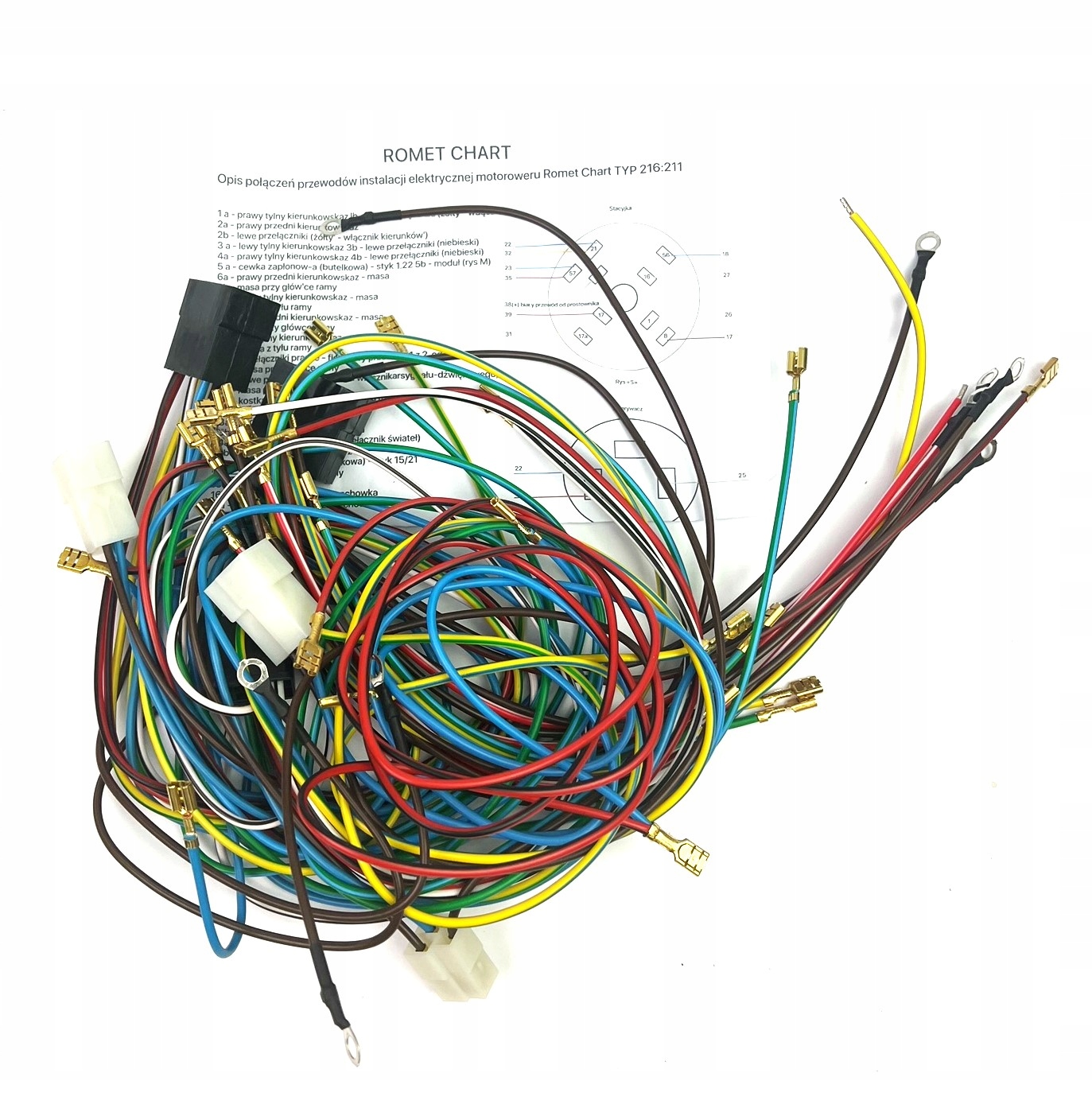 Instalacja elektryczna Romet Chart wiązka czarna kable schemat
