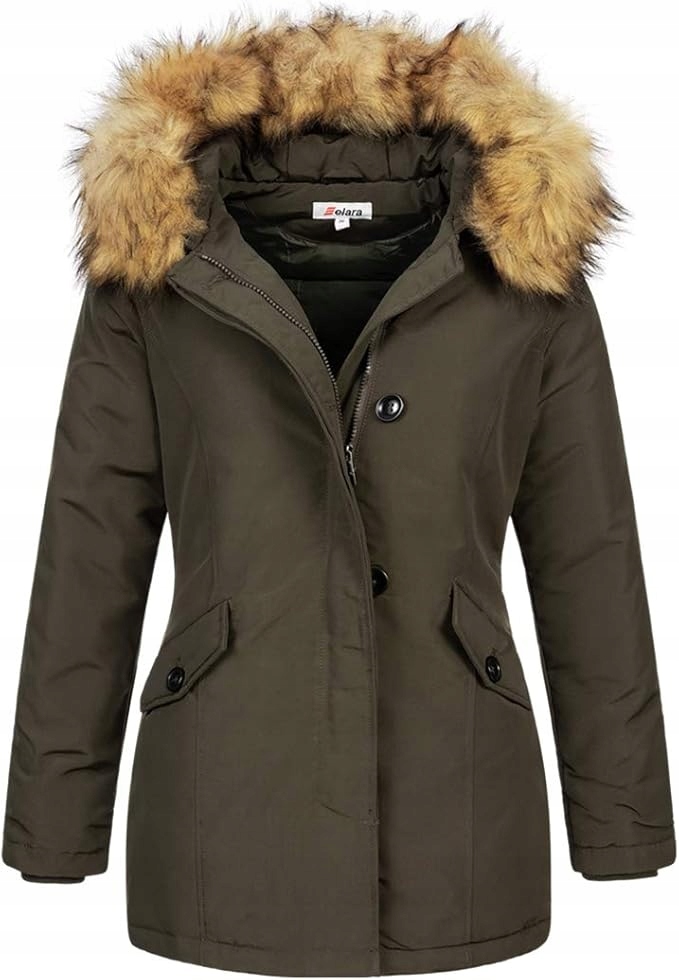 Elara Prošívaná Bunda S Odnímatelnou Kapucí V Khaki Barvě 36 6FA