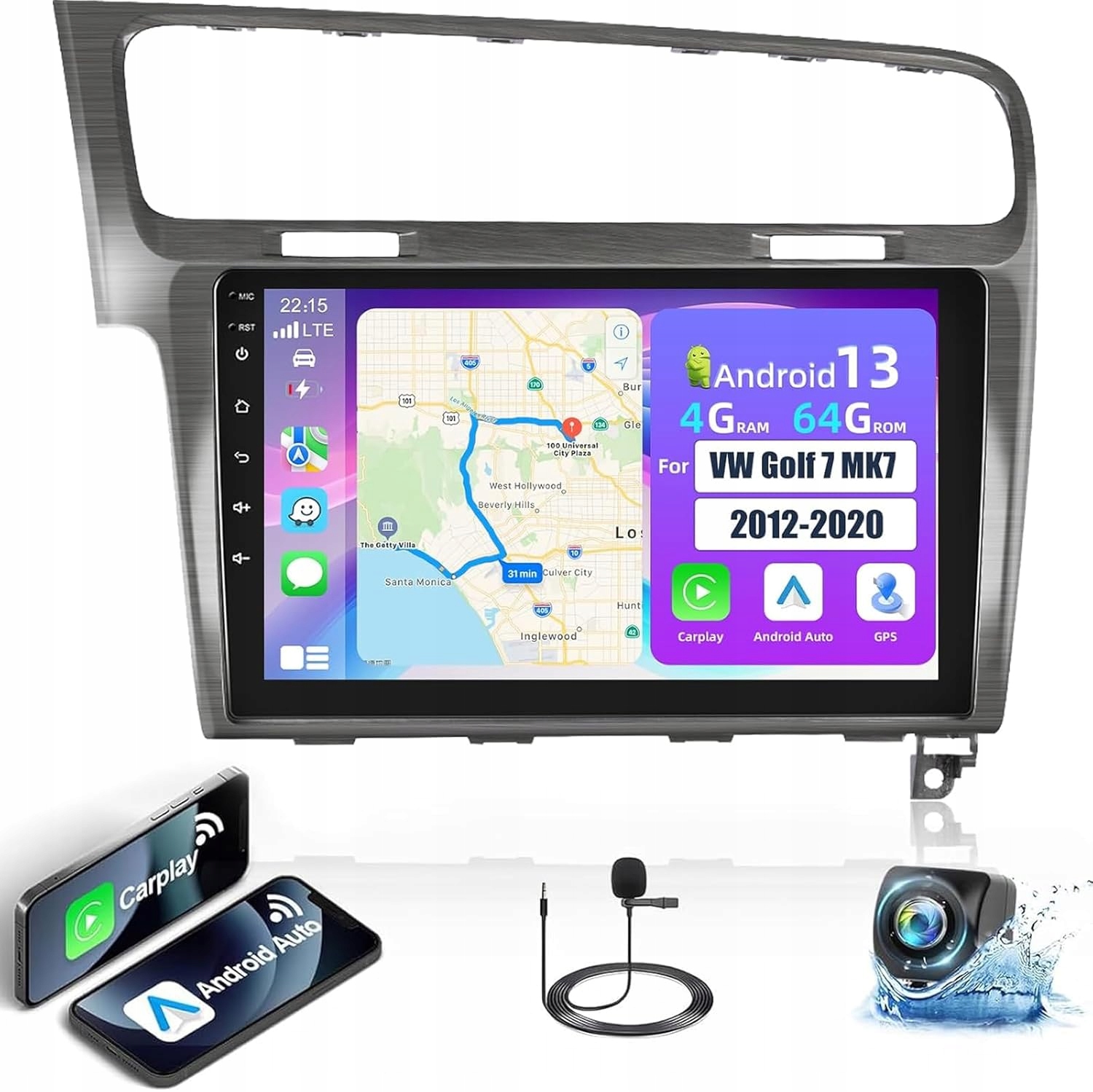 Rádio Navigácia Android Carplay Gps Android Vw Golf 7 2013 2018 Usb 2+64 Gb