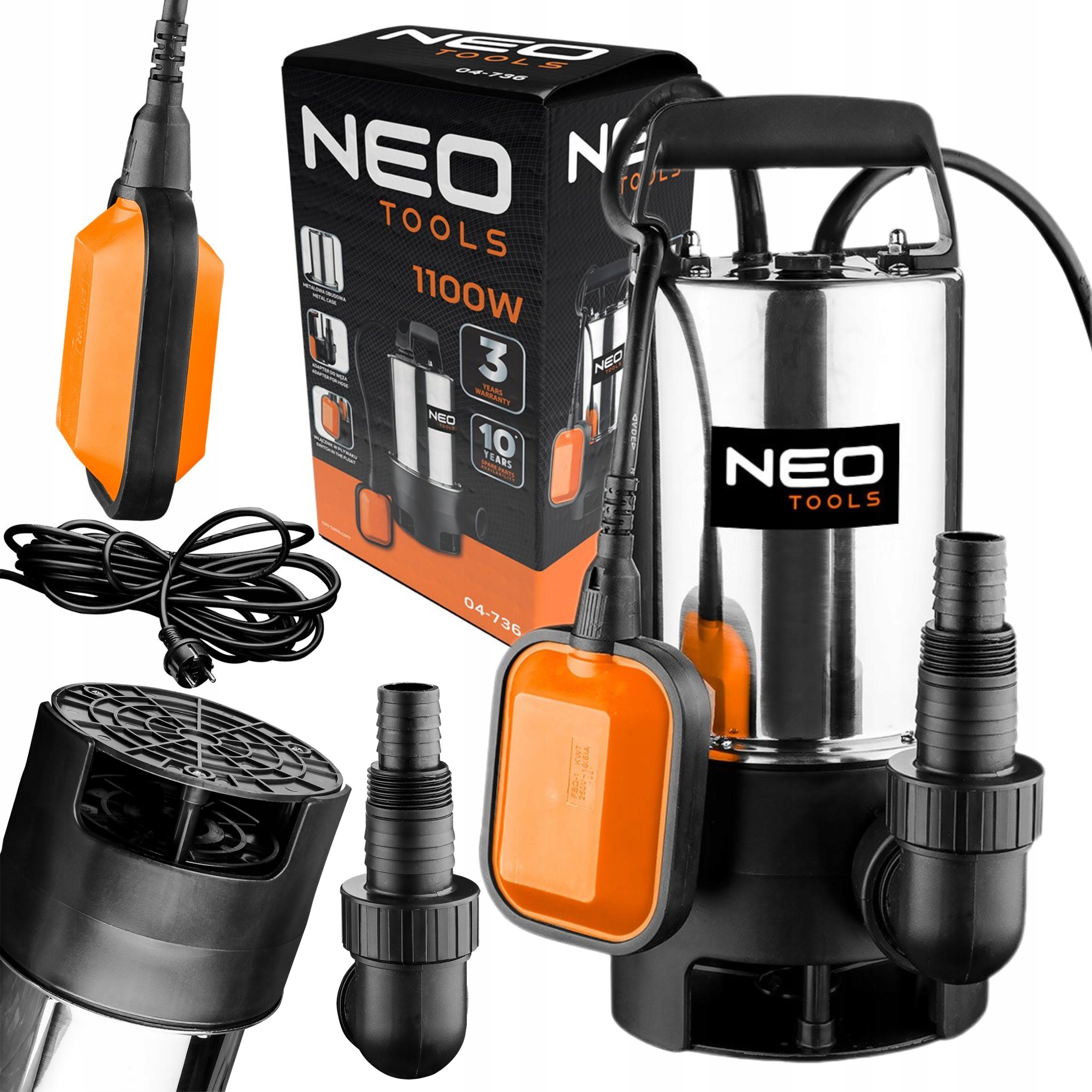 Neo Ponorná Pumpa Na Špinavú Vodu 1100 W Plovák 04-736