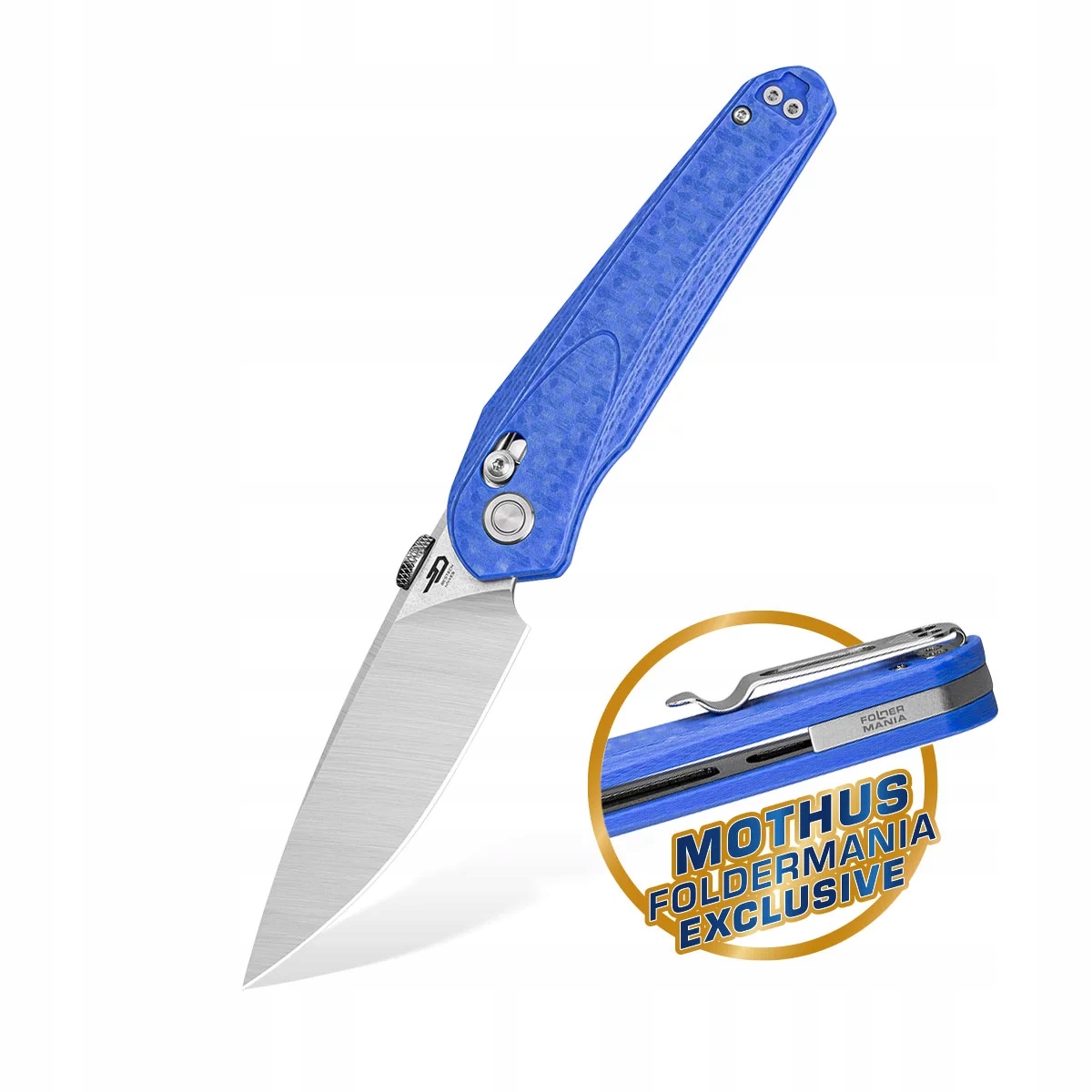 Nůž Bestech Mothus Foldermania Satin 14C28N Blue CarbonTex
