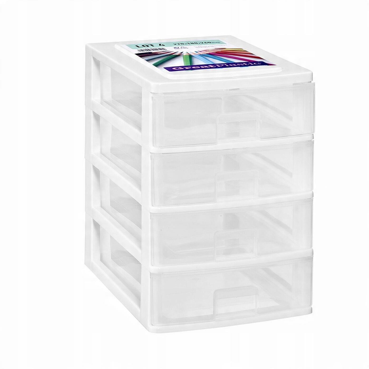 

Biały Organizer Z 4 Szufladami pojemnik plastikowy