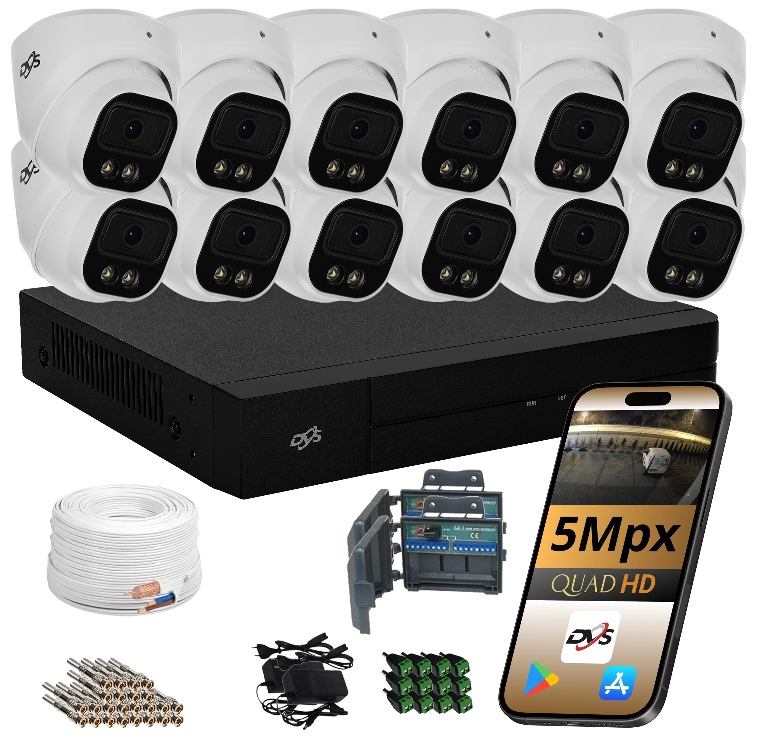 Sada Venkovních 12 Analogových Kamer Pro Monitorování 5Mpx Dual Dvs