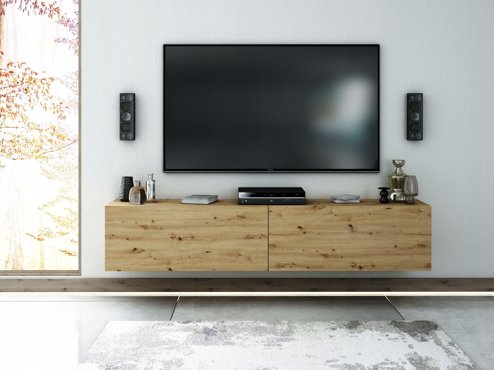 SZAFKA WISZĄCA RTV 140 CM DĄB ARTISAN POŁYSK/ MAT Kod producenta klio 140 w