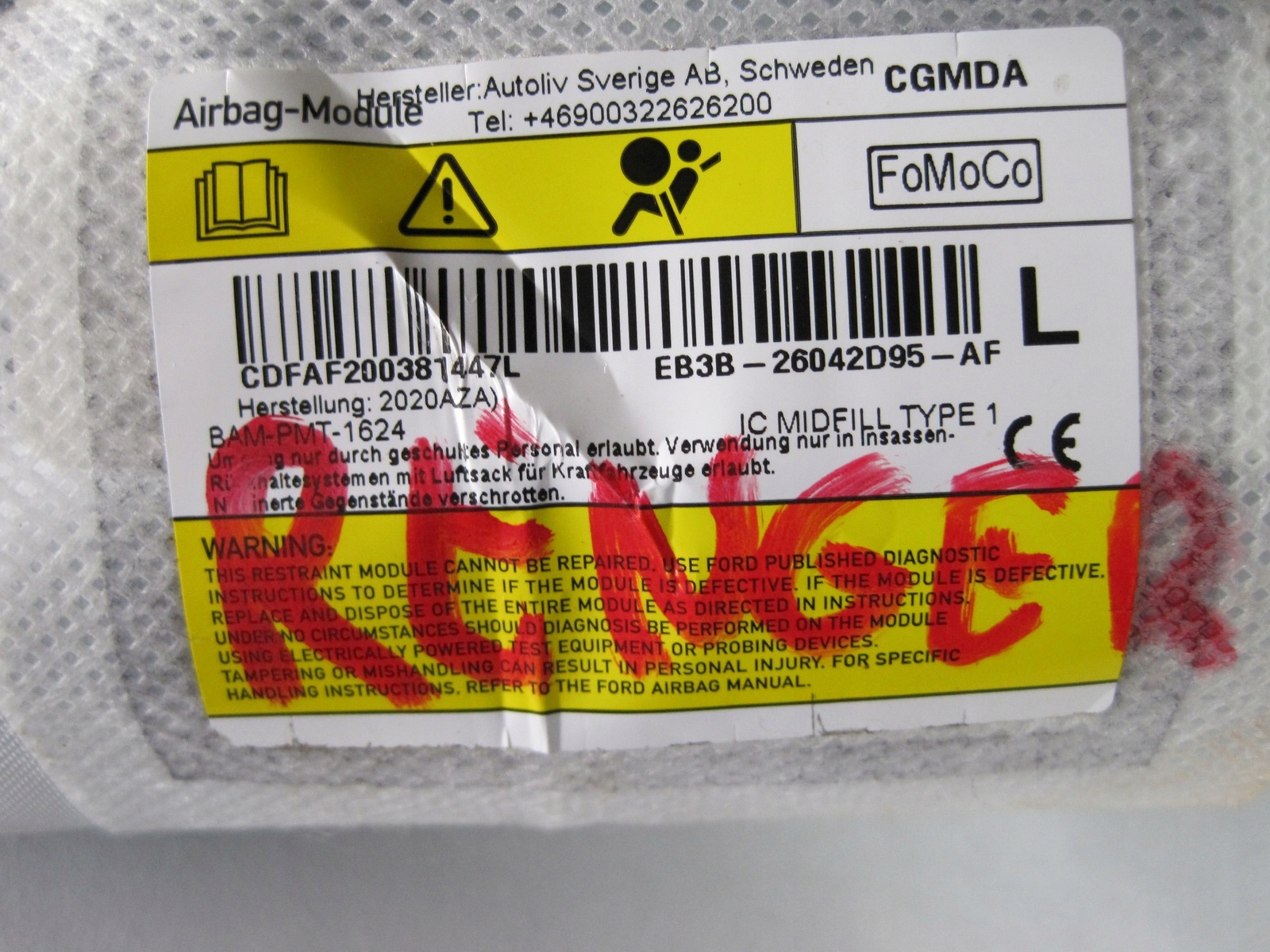 Dachvorhang Airbag Dachvorhang Airbag FORD RANGER IV