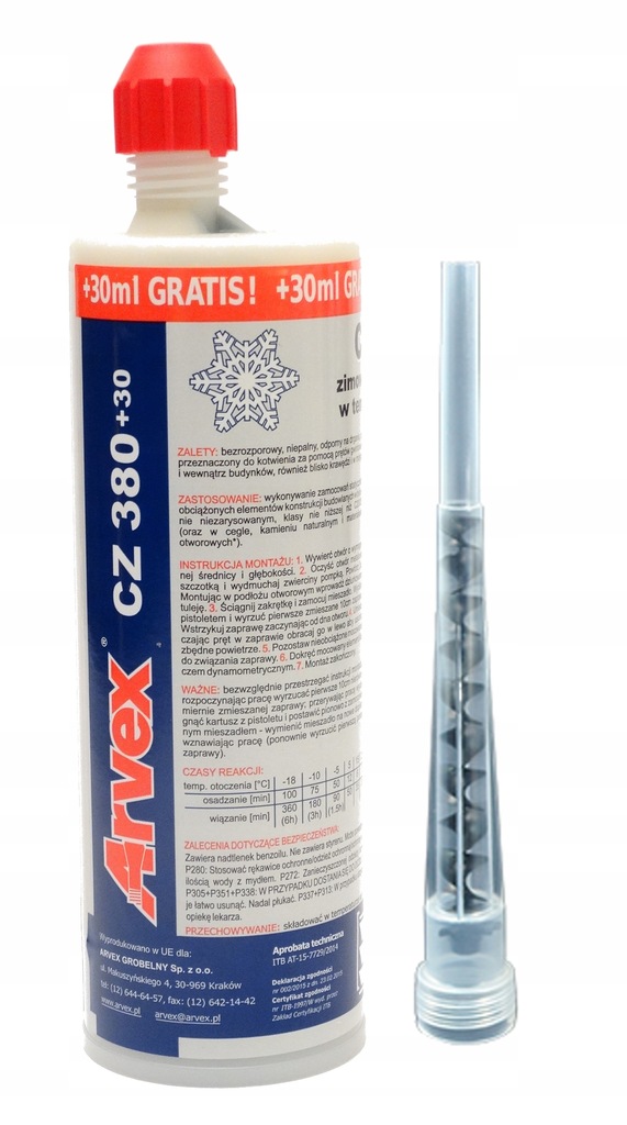 Kotwa chemiczna klej żywica ARVEX CZ410 zimowa -18
