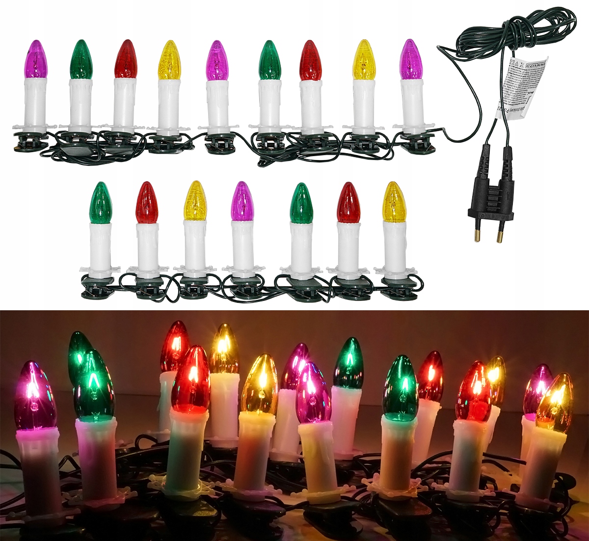 

Lampki Choinkowe Tradycyjne Świeczki Ozdobne P8 5W