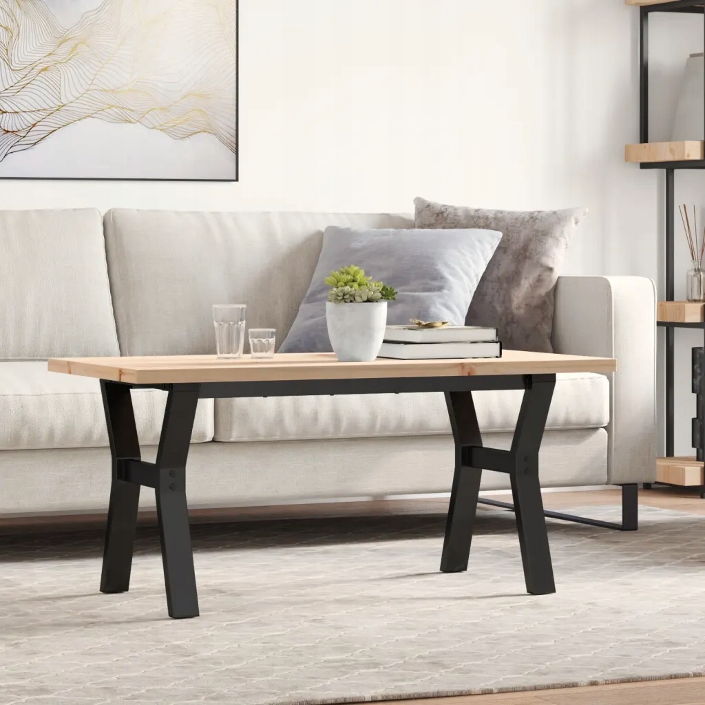 vidaXL Konferenční stolek s Y rámem 100x50x45,5 cm borovice a ocel