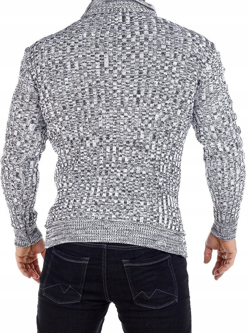 SWETER MĘSKI GRUBY GOLF ROZPINANY STÓJKA SZARY - L Materiał dominujący inny