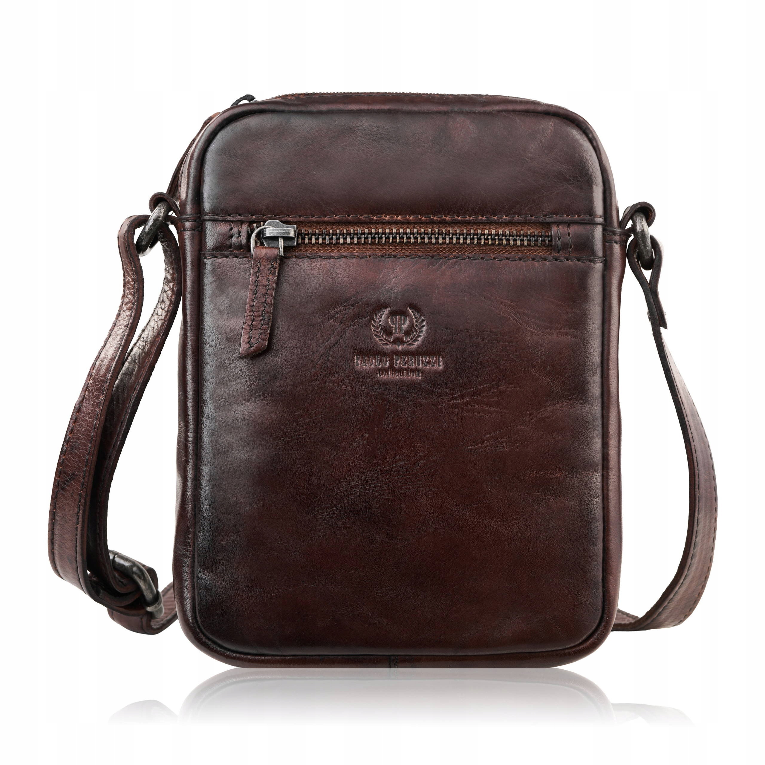 Pánská kožená taška přes rameno klasická hnědá malá módní Paolo Peruzzi