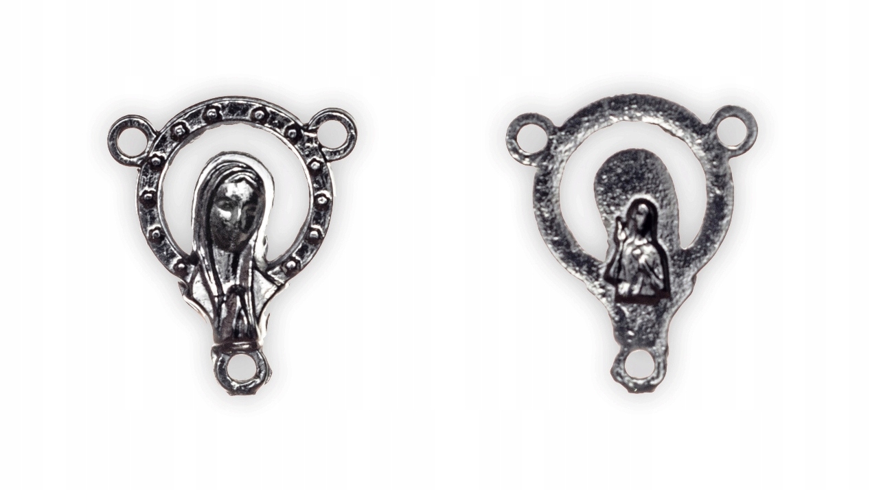 Łącznik do różańca Matka Boża i Jezus niklowany m