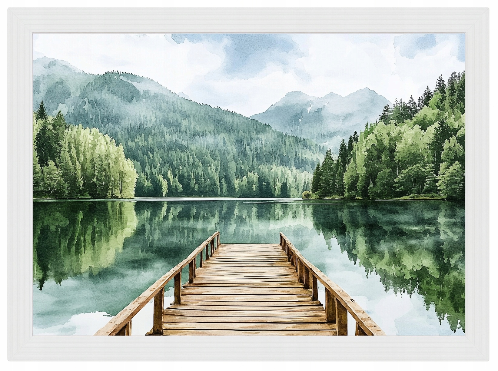 Plakát Rámeček Horské Dřevo Krajina Příroda Jezero Most Molo 100x70