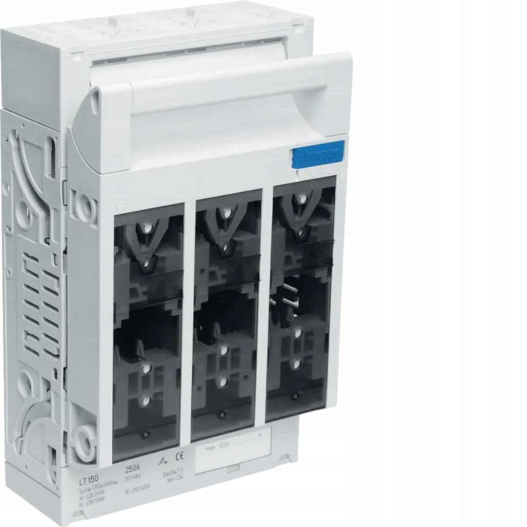 Hager Pojistkový odpojovač NH1 3P 250A 690VAC Cu lišta 40 mm M10 LT152