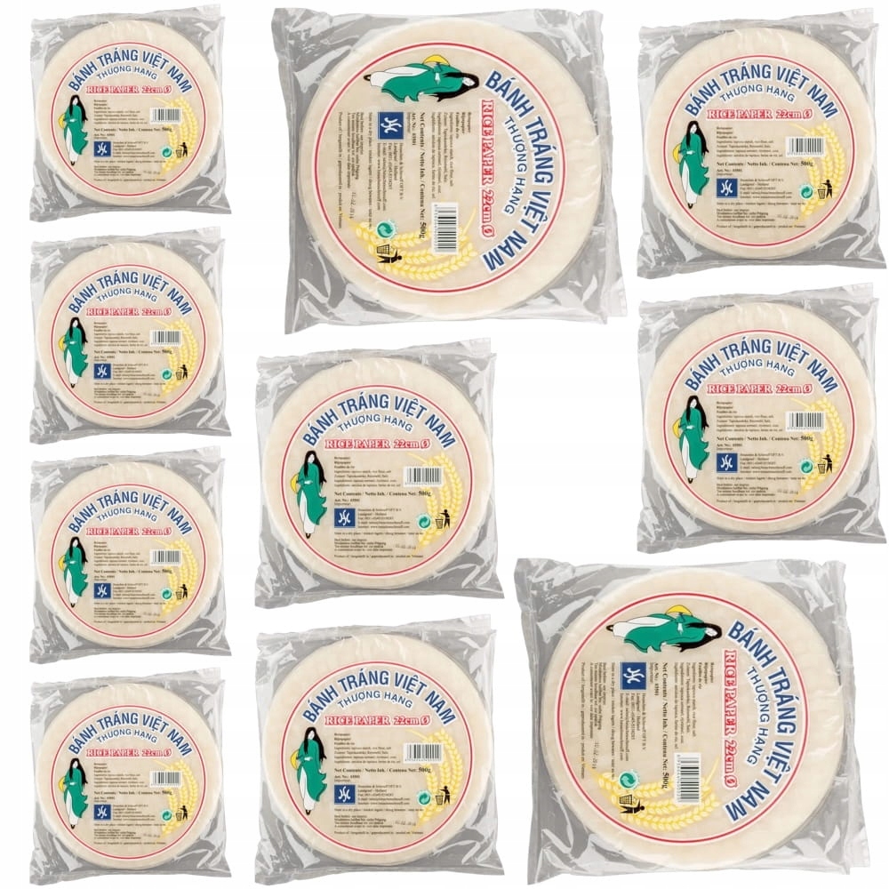 Levně 10 x Rýžový papír na jarní závitky bezlepkový Spring Rolls 22 cm Kulatý 500 g