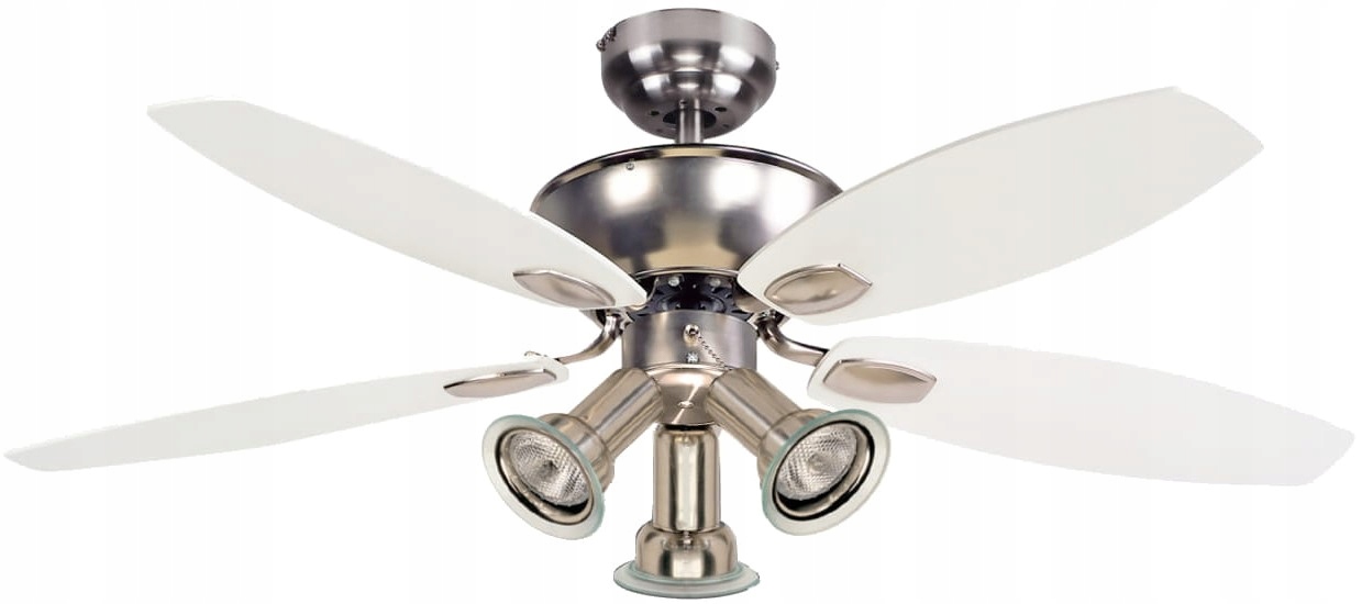 Stropný ventilátor Aster strieborný/biely 106 cm Lampa Ventilátor 3 x E27 Led