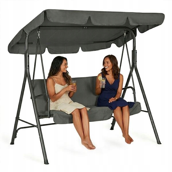 Zahradní houpačka 3-místná, volně stojící, ocelová, šedá MultiGarden