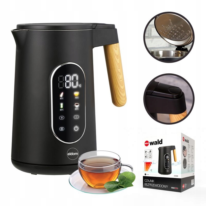 Czajnik Elektrczny Z Regulacją Temperatury Eldom C550 1,7L 2200W Czarny