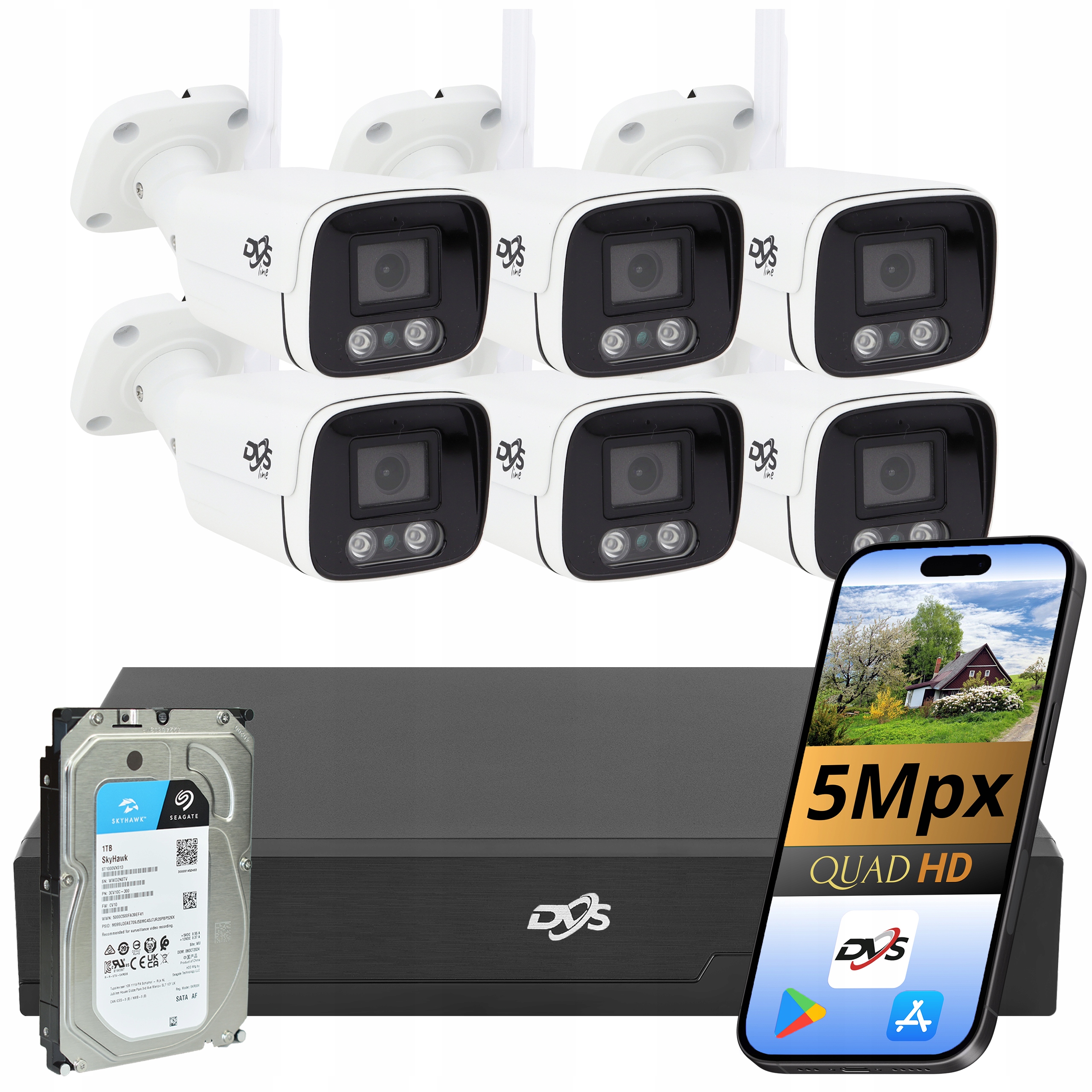 Sada Kamer Wifi 6 Bezdrátová Kamera Bílá 5MP Dvs Tuba Monitoring 1TB