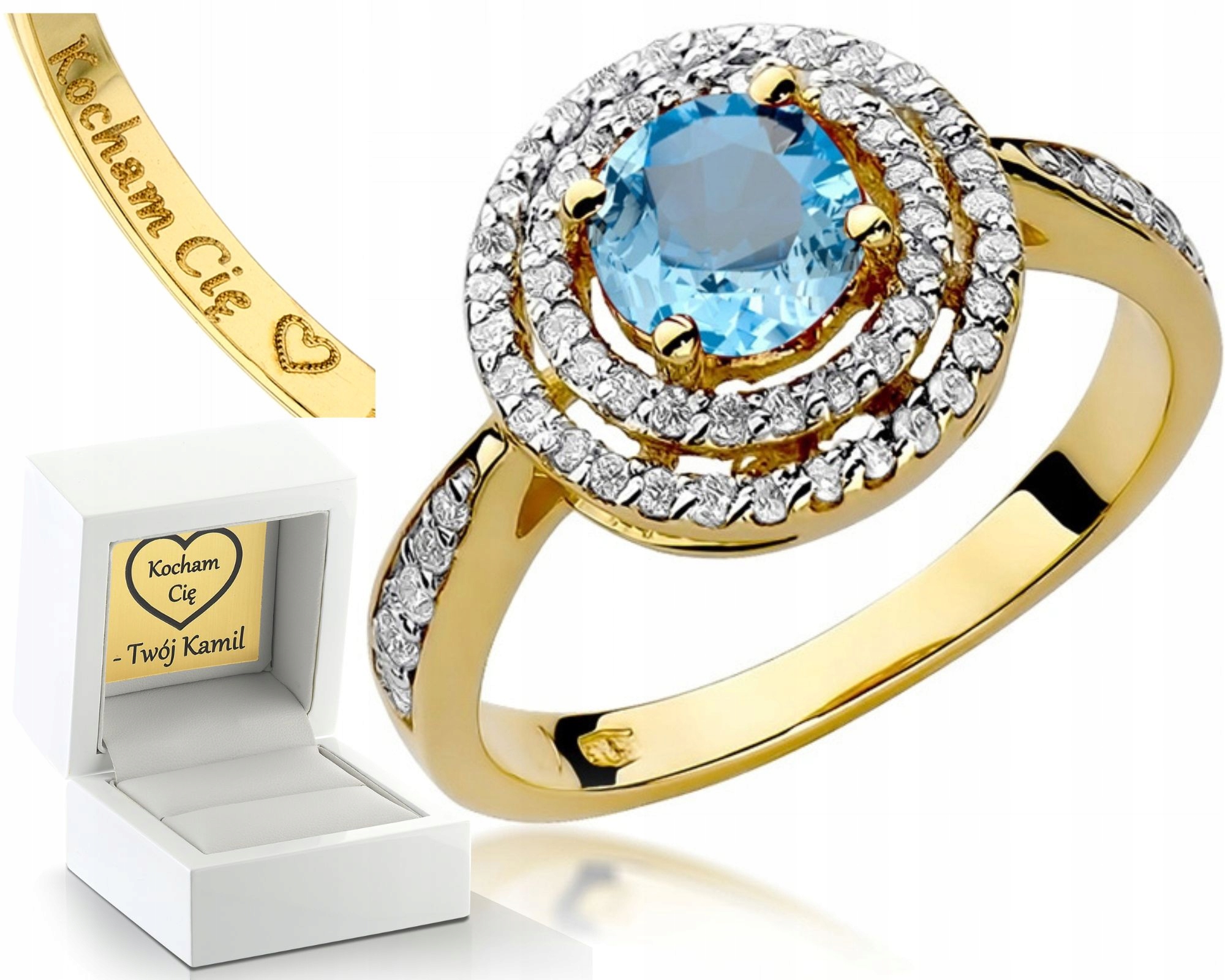 Zlatý Prstýnek Topaz Brilianty 0,38 Ct Obchod 585