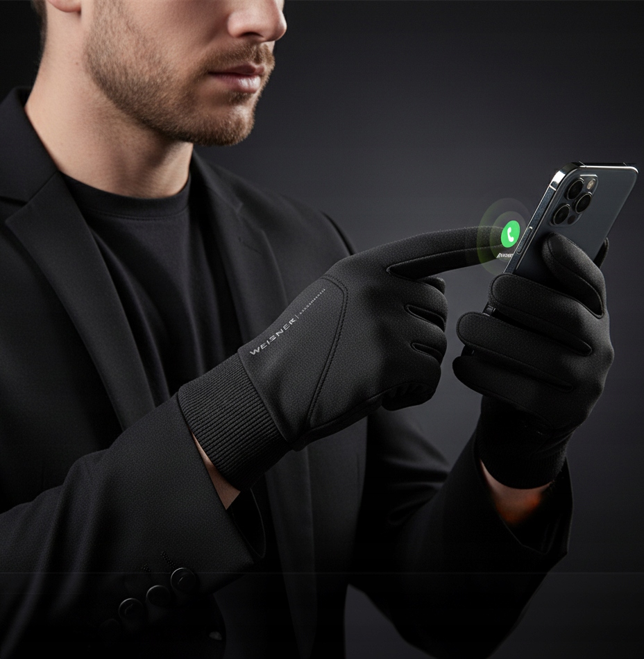 WEISNER GO | ЧОЛОВІЧІ ЧОРНІ РУКАВИЧКИ ЗИМОВІ ВЕЛОСИПЕДНІ ПРОТИКОВЗКІ ВЕЛОСИПЕДНІ