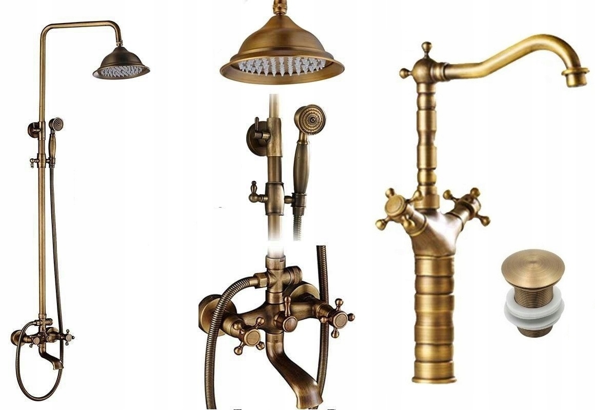 Kúpeľňová sprchová batéria Old Retro Mosadz Sada