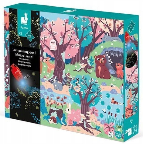 

Świecące Puzzle z mini-lampką Uv Las 3+ Janod