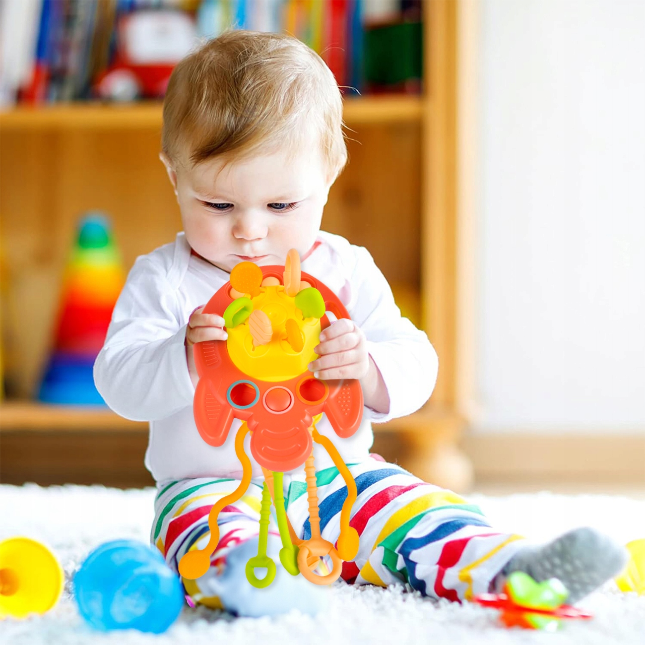 GRYZAK ZABAWKA SILIKONOWA SENSORYCZNA EDUKACYJNA MONTESSORI GRYZACZKI Materiał plastik